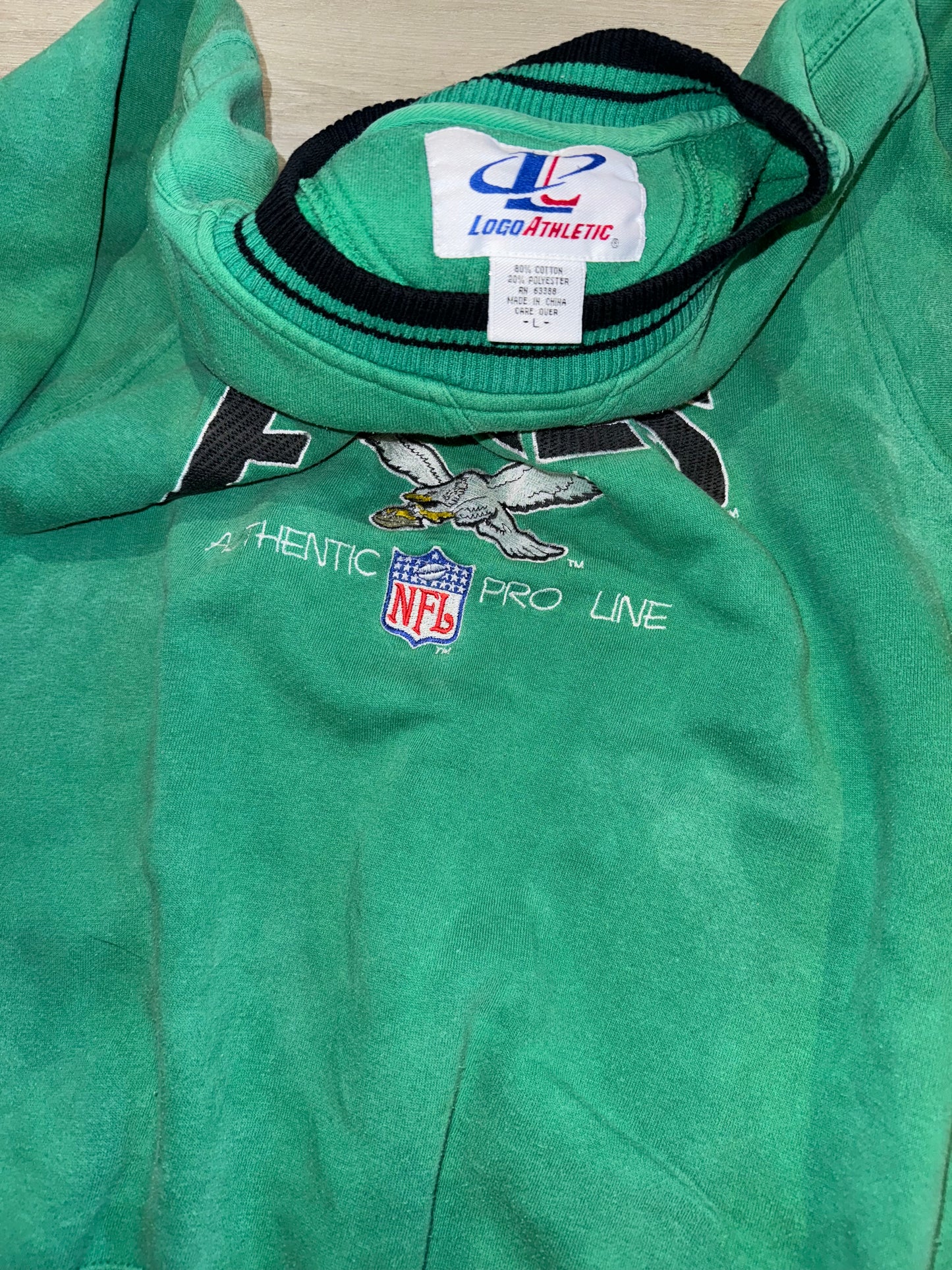 Philadelphia Eagles Vintage Logo Atheltic Kelly Green Crewneck