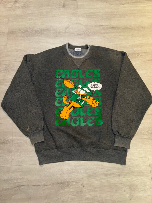 Philadelphia Eagles Gray Garfield Crewneck