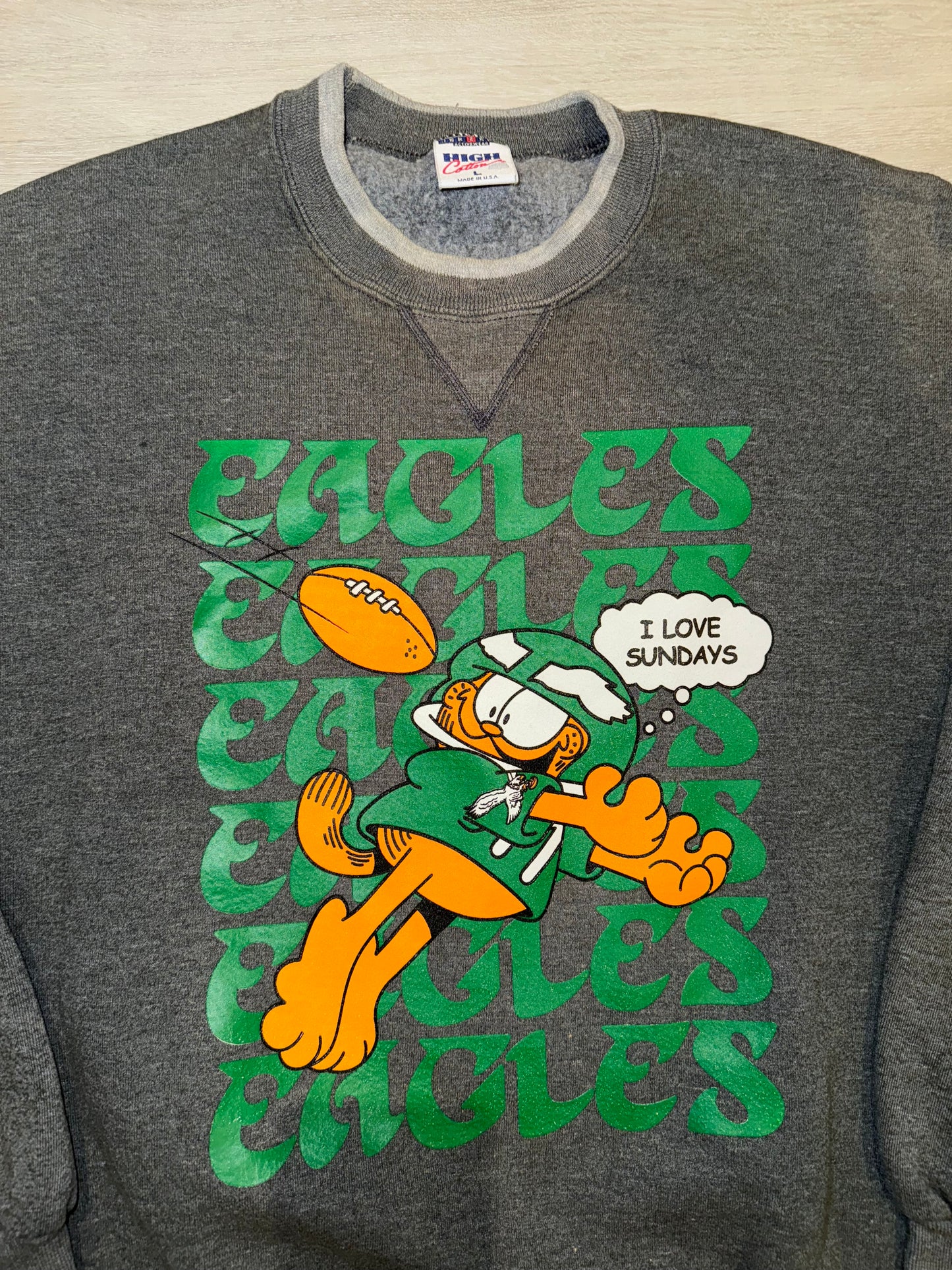 Philadelphia Eagles Gray Garfield Crewneck