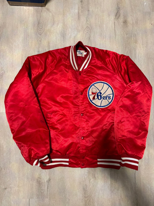 Vintage Philadelphia 76ers Chalk Line Spell out bomber jacket